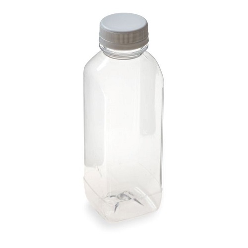 ПЭТ бутылка прозрачн., 0,5 л , широкое горло,квадратная+крышка  уп/100шт