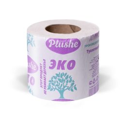 Туалетная бумага EcoPlushe (115 гр), 35 метров, 1 слойная серая,втулка,30 шт/упак 1сл.