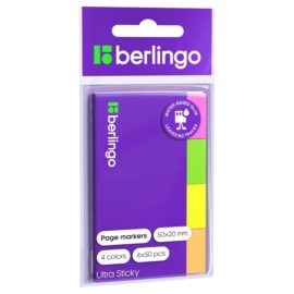 Флажки-закладки пластиковые Berlingo "Ultra Sticky", 12*44мм, стрелки, 25л*5 неоновых цветов