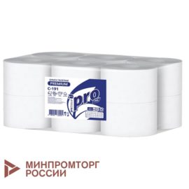 Бумага туалетная 170 метров, PROtissue (T2) PREMIUM, 2-слойная, белая, КОМПЛЕКТ 12 рулонов, С191