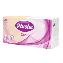 Салфетки  Plushe Duet 250шт/уп, 1 сл., пастель, Микротиснение, 20 в кор