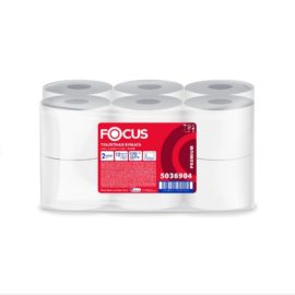 Бумага туалетная 170м, FOCUS (Система Т2) mini Jumbo, 2-сл, цвет белый, КОМПЛЕКТ 12рул, 5036904